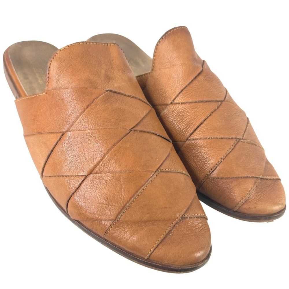 Seychelles Survival Braided Leather Tan Mule 10 Flat Slip On Shoes Pointed Toe